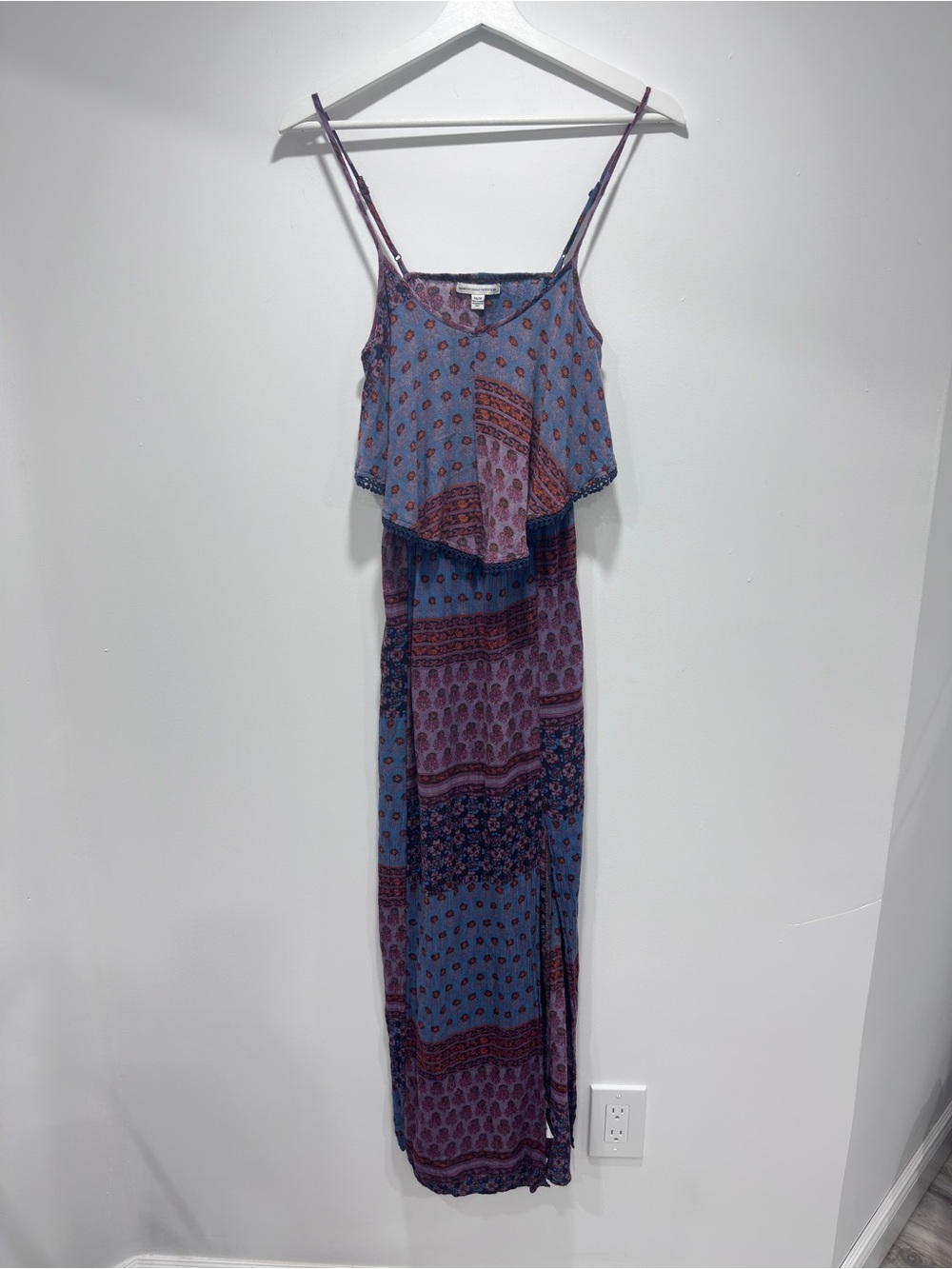 American Eagle Boho Patchwork Floral Maxi Dress XS - Picture 2 of 10